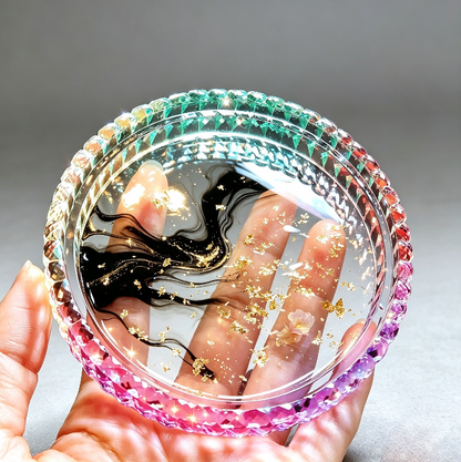 Handmade Diamond-Edged Round Tray Resin Mold