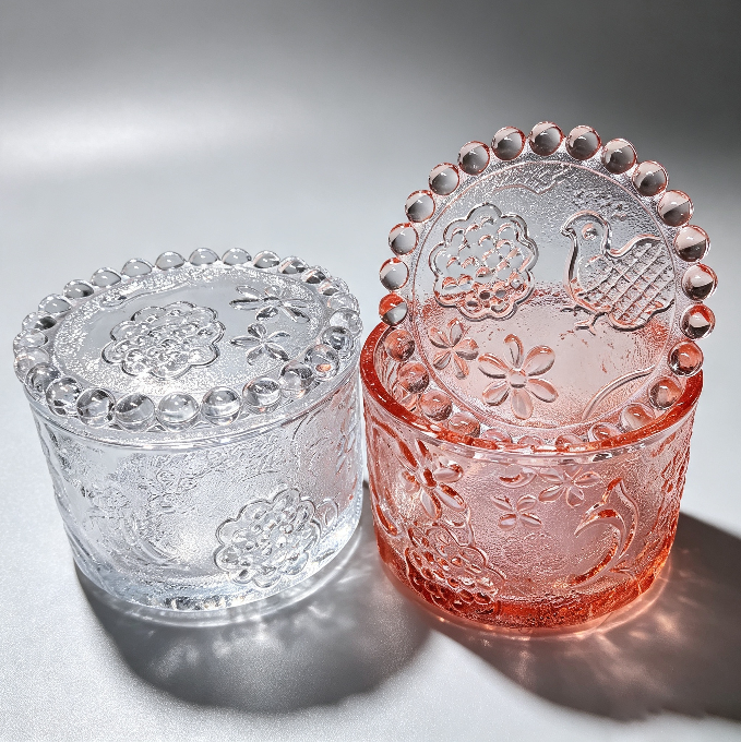Handmade Crystal Frosted Embossed Birds & Flowers Storage Jar Resin Mold