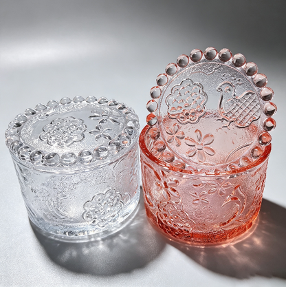 Handmade Crystal Frosted Embossed Birds & Flowers Storage Jar Resin Mold