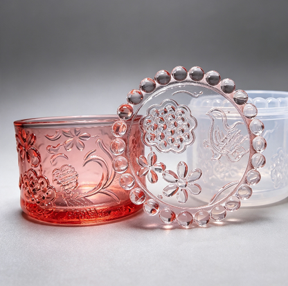 Handmade Crystal Frosted Embossed Birds & Flowers Storage Jar Resin Mold