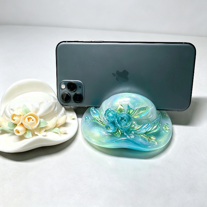 Handmade Vintage Flower Top Hat Phone Stand Resin Mold