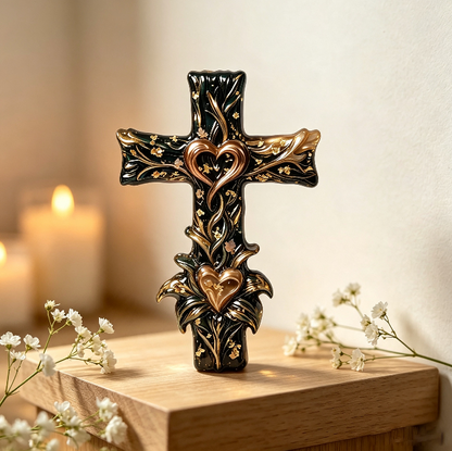 Lily-Wrapped Cross Figurine Resin Mold