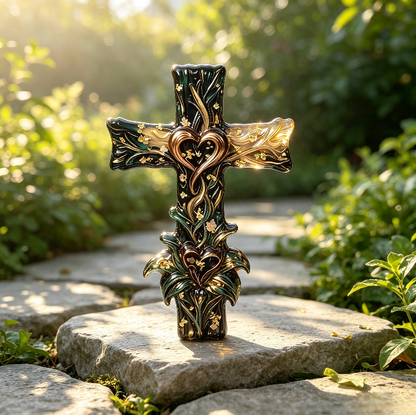 Lily-Wrapped Cross Figurine Resin Mold