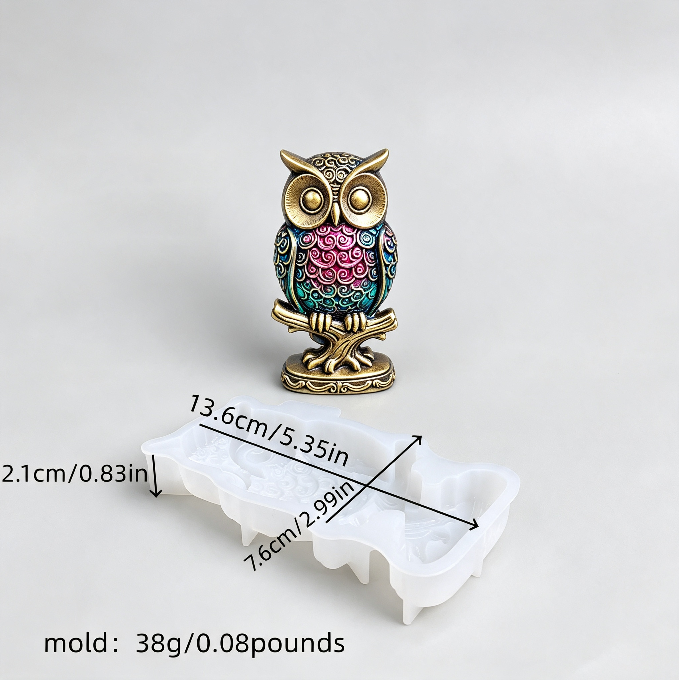 Owl on Branch Figurine Resin Mold