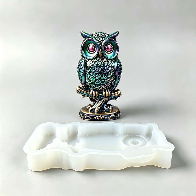 Owl on Branch Figurine Resin Mold