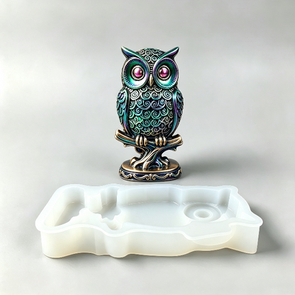 Owl on Branch Figurine Resin Mold