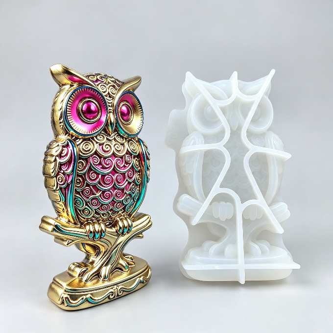 Owl on Branch Figurine Resin Mold