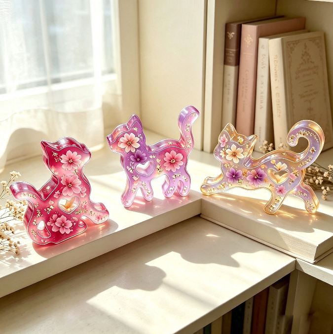2pcs Cute Cat Figurine Resin Mold Set