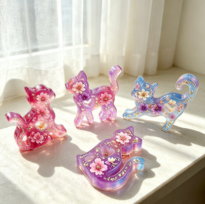 2pcs Cute Cat Figurine Resin Mold Set