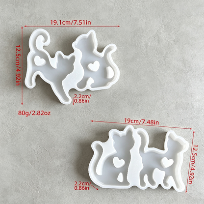 2pcs Cute Cat Figurine Resin Mold Set