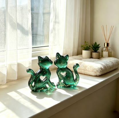 2pcs Cute Cat Figurine Resin Mold Set