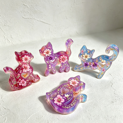 2pcs Cute Cat Figurine Resin Mold Set