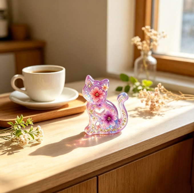 2pcs Cute Cat Figurine Resin Mold Set