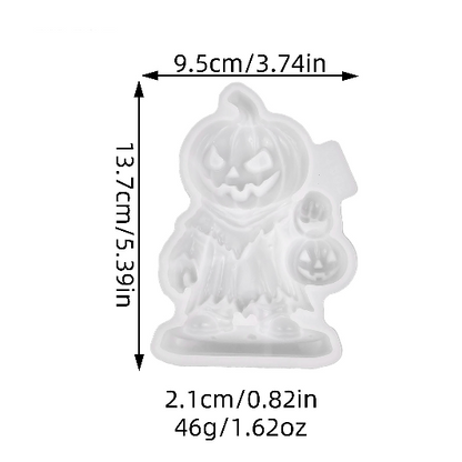 Evil Pumpkin Holding Jack-O'-Lantern Figurine Resin Mold