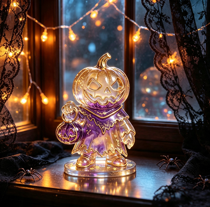 Evil Pumpkin Holding Jack-O'-Lantern Figurine Resin Mold