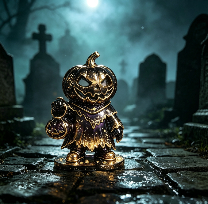 Evil Pumpkin Holding Jack-O'-Lantern Figurine Resin Mold