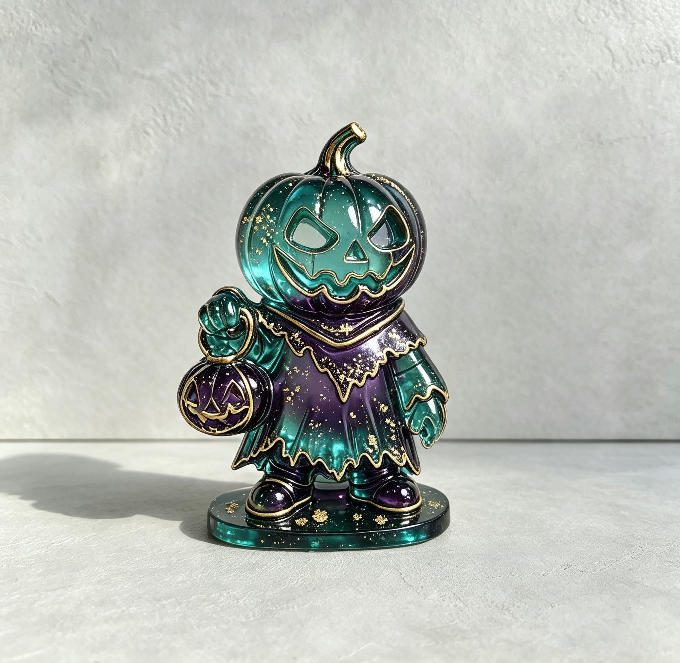 Evil Pumpkin Holding Jack-O'-Lantern Figurine Resin Mold