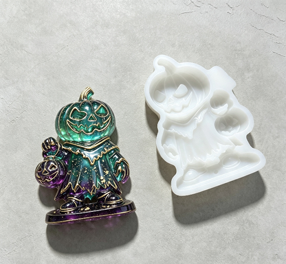 Evil Pumpkin Holding Jack-O'-Lantern Figurine Resin Mold