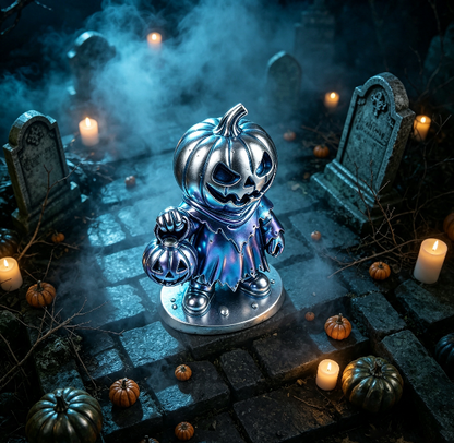 Evil Pumpkin Holding Jack-O'-Lantern Figurine Resin Mold