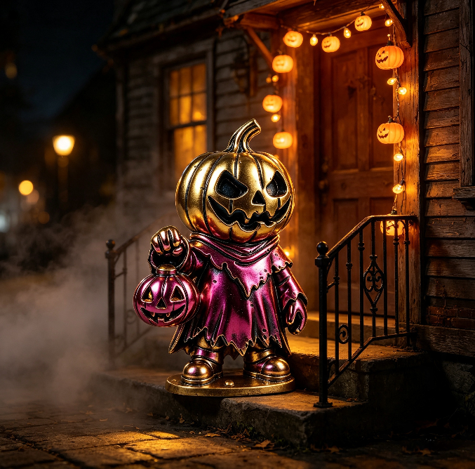 Evil Pumpkin Holding Jack-O'-Lantern Figurine Resin Mold