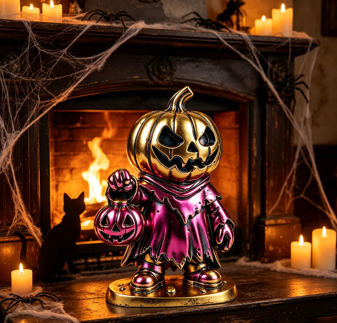 Evil Pumpkin Holding Jack-O'-Lantern Figurine Resin Mold