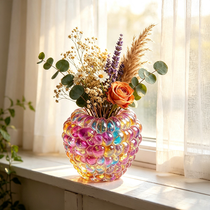 Raspberry-Shaped Vase Figurine Resin Mold