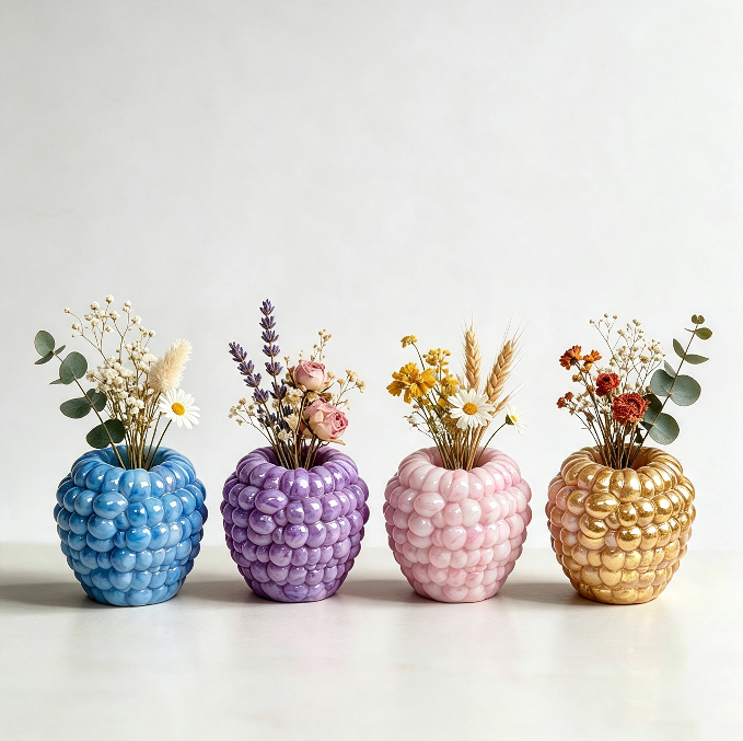Raspberry-Shaped Vase Figurine Resin Mold