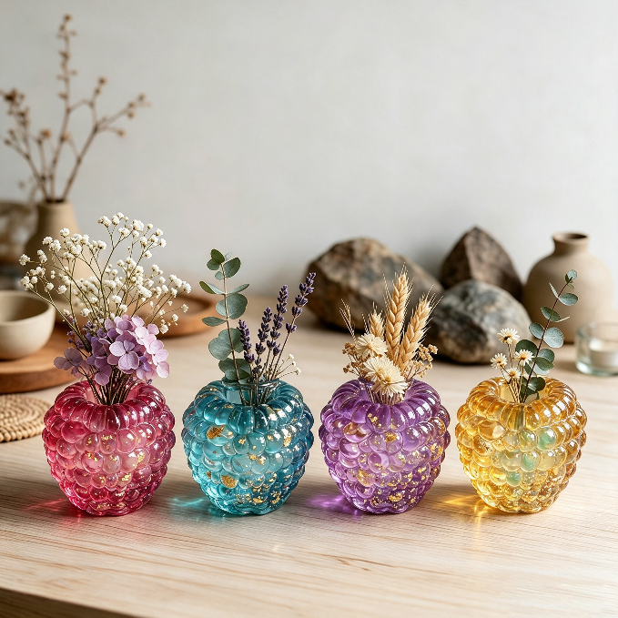 Raspberry-Shaped Vase Figurine Resin Mold