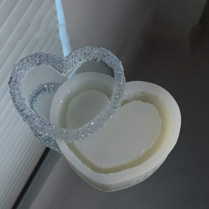 Handmade Heart Crystal Cluster Storage Figurine Resin Mold