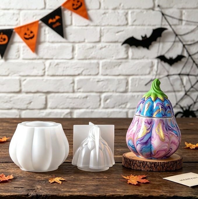Tall & Short Pumpkin Storage Jar Resin Mold