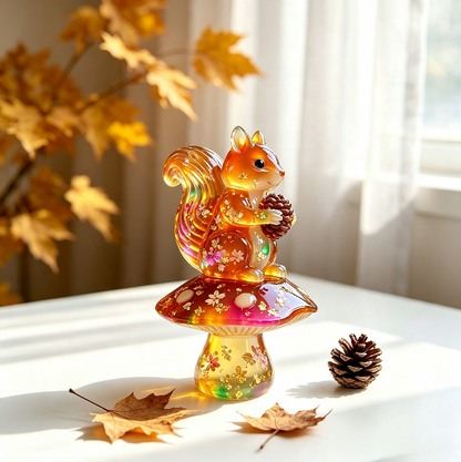 Cute Squirrel on Mushroom Figurine Resin Mold