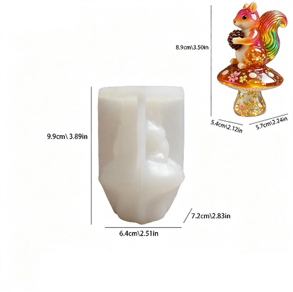 Cute Squirrel on Mushroom Figurine Resin Mold