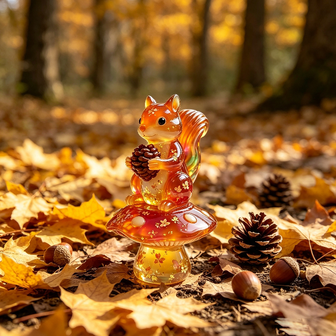 Cute Squirrel on Mushroom Figurine Resin Mold
