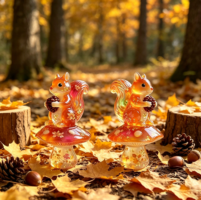 Cute Squirrel on Mushroom Figurine Resin Mold