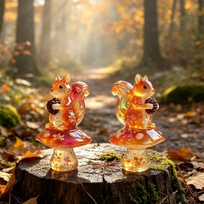 Cute Squirrel on Mushroom Figurine Resin Mold