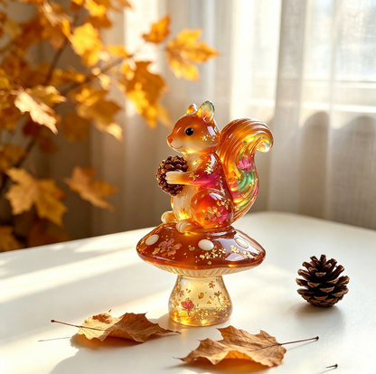 Cute Squirrel on Mushroom Figurine Resin Mold