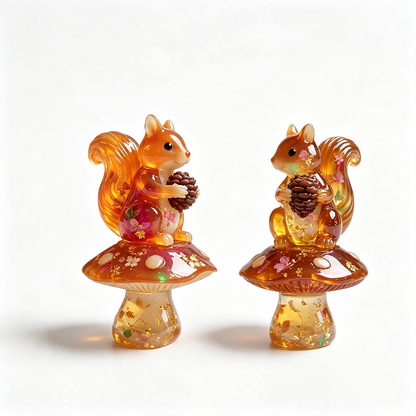 Cute Squirrel on Mushroom Figurine Resin Mold