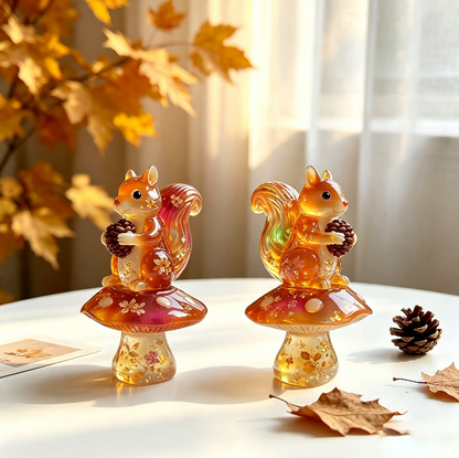 Cute Squirrel on Mushroom Figurine Resin Mold