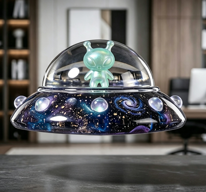 [VIP EXCLUSIVE] Handmade Alien Spaceship Flip-Top Storage Jar Figurine Resin Mold