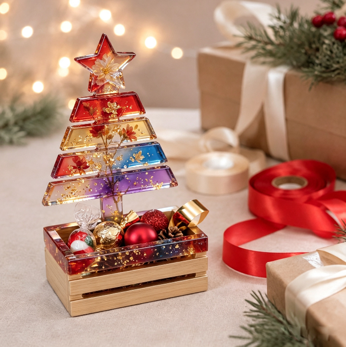 Assembleable Christmas Tree Candy Storage Figurine Resin Mold