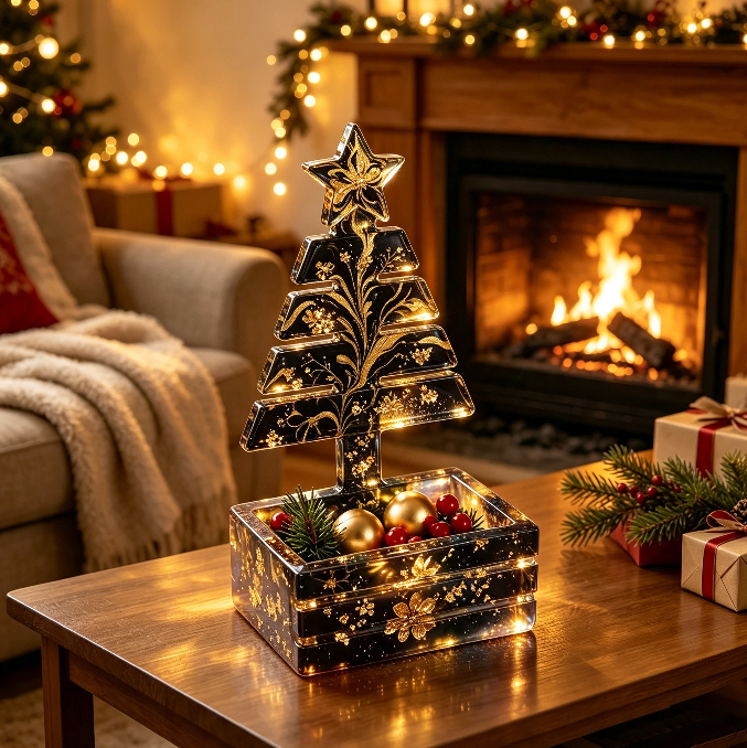 Assembleable Christmas Tree Candy Storage Figurine Resin Mold