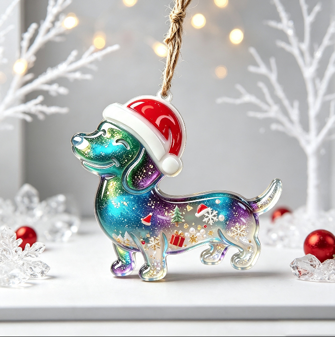 Christmas Hat Yak & Dachshund Hanging Ornament Resin Mold