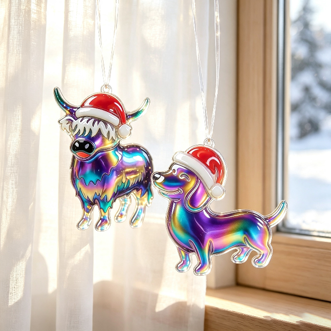 Christmas Hat Yak & Dachshund Hanging Ornament Resin Mold
