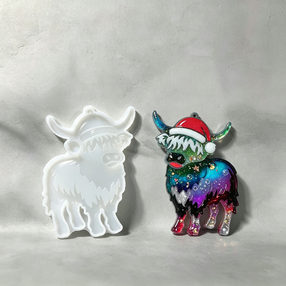 Christmas Hat Yak & Dachshund Hanging Ornament Resin Mold