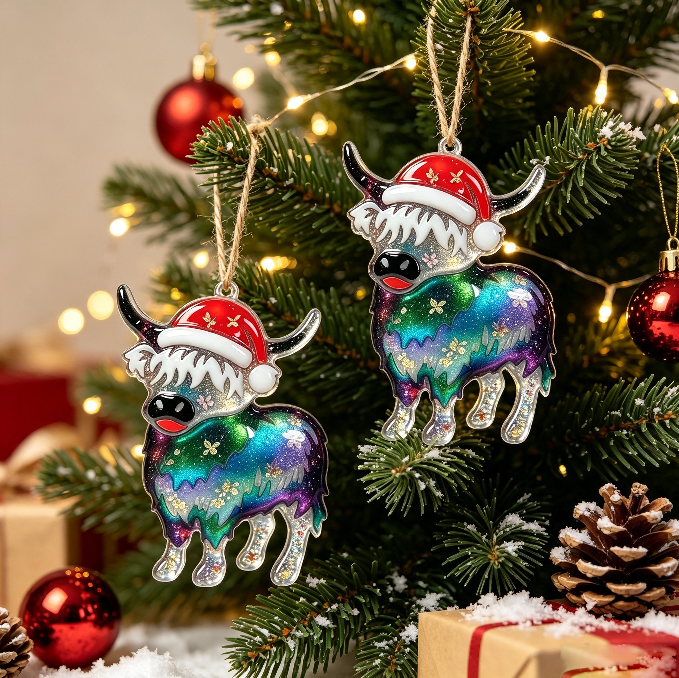 Christmas Hat Yak & Dachshund Hanging Ornament Resin Mold