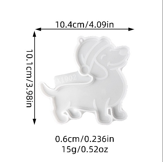 Christmas Hat Yak & Dachshund Hanging Ornament Resin Mold