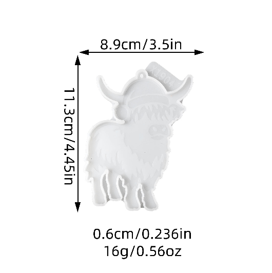 Christmas Hat Yak & Dachshund Hanging Ornament Resin Mold