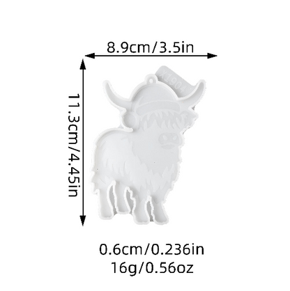 Christmas Hat Yak & Dachshund Hanging Ornament Resin Mold