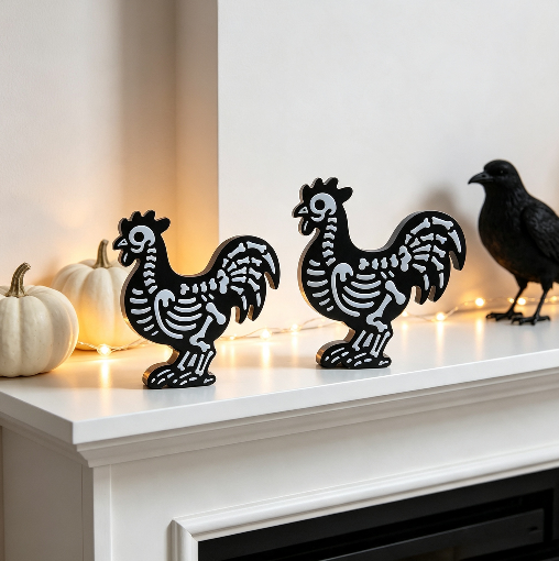 Skull Rooster Figurine Resin Mold