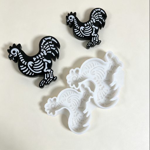 Skull Rooster Figurine Resin Mold